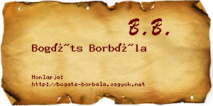 Bogáts Borbála névjegykártya